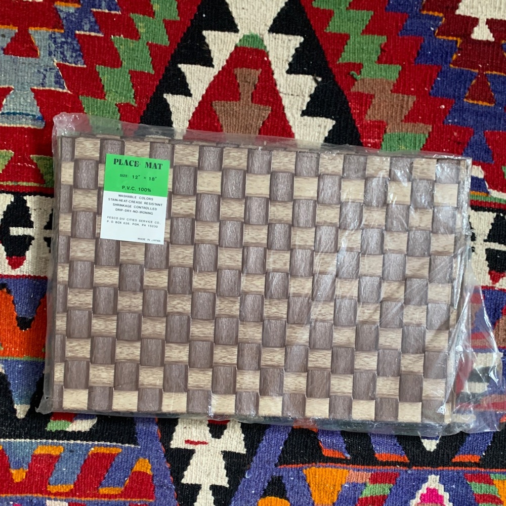Vintage Japanese Woven Placemats PVC vtg nwt nos deadstock mid century MCM